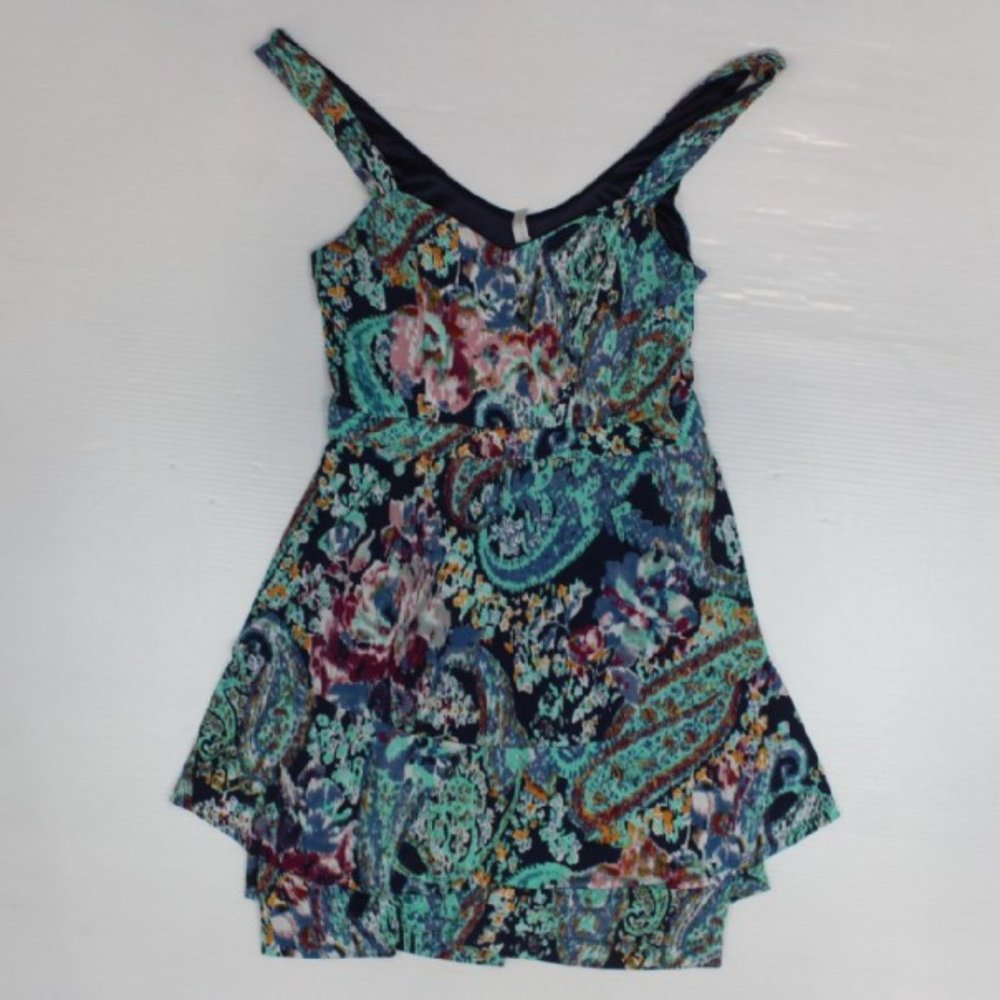 Free People Women's Blue Floral Dress - Size M